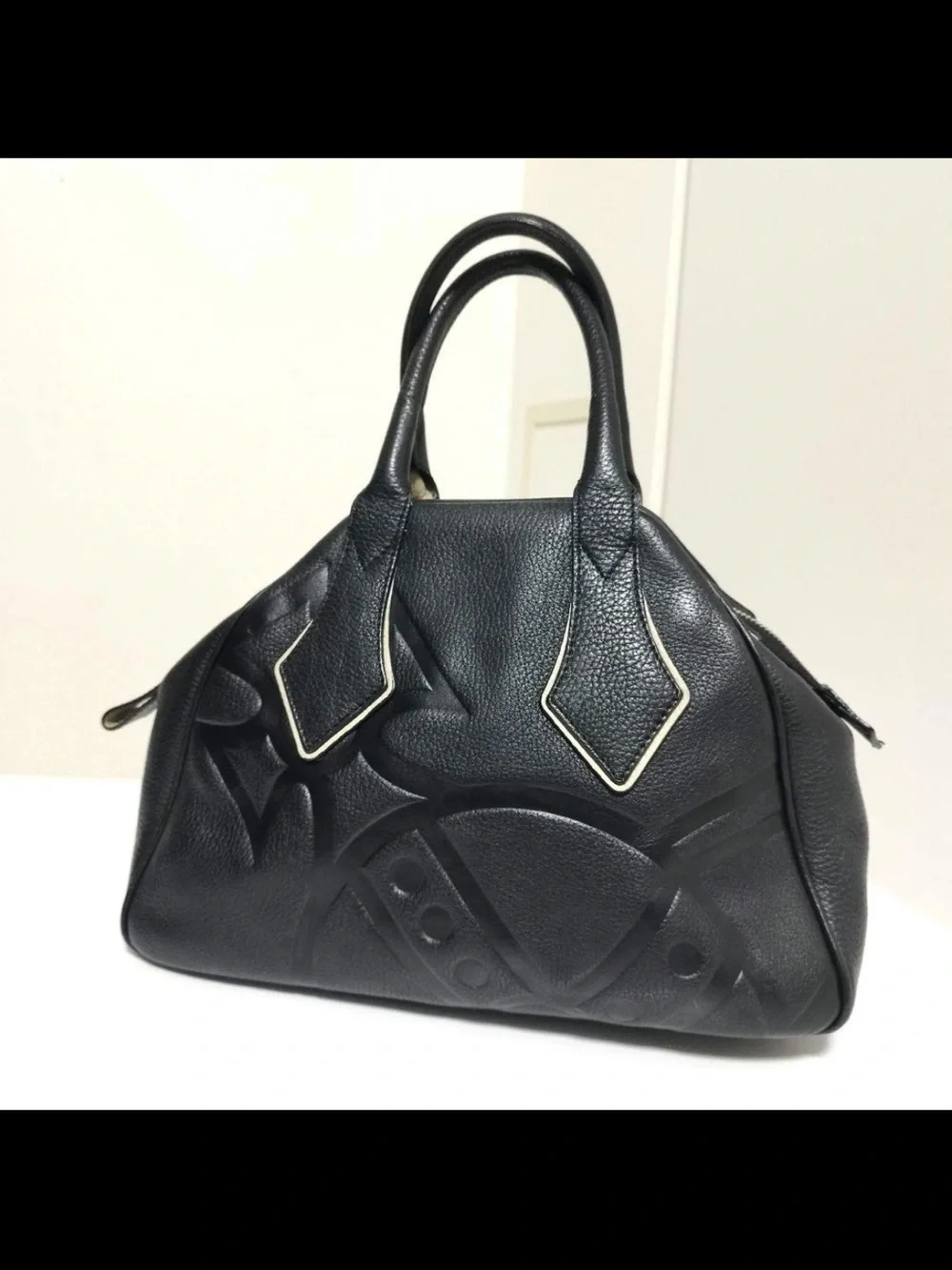 Vivienne Westwood Black Embossed Leather Satchel